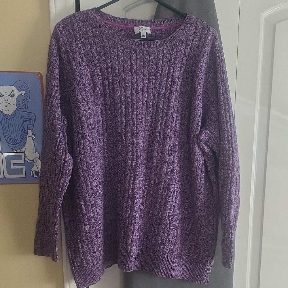 Kim Rogers Heathered Purple Crew Neck Sweater